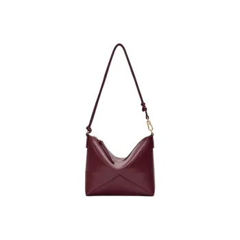 LOEWE Puzzle Fold Cow Leather Clutch, Crossbody Bag, Shoulder Bag Women's Burgundy