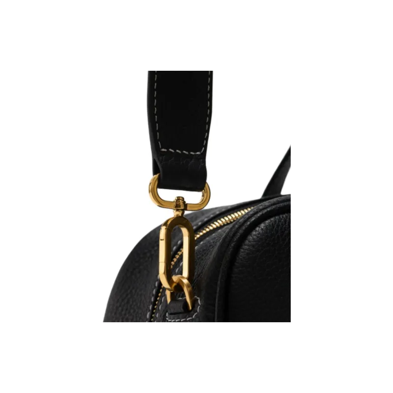 Songmont Cow Leather Bowling Ball Boston Bag, Shoulder Bag, Crossbody Bag, Handbag Trumpets Unisex Smoky Ink Black-1
