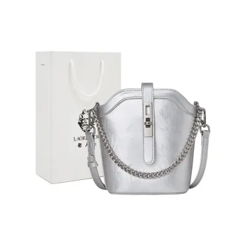 Old Man's Head Cow Leather Patchwork Synthetic Leather Bucket Bags Shoulder Bags Women's Silver/Black