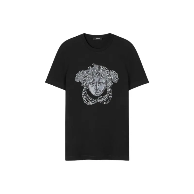 VERSACE Medusa embroidered Crystal T shirt-0