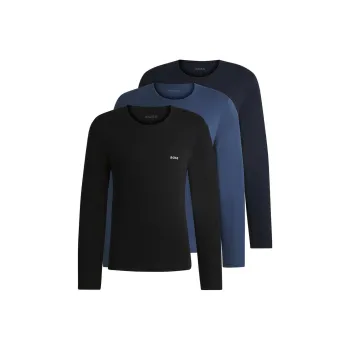 HUGO BOSS T Shirts Men 3 Pack Black+Marine+Dark Blue