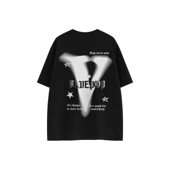 FAVEPOP Loose Fit Crew Neck Off The Shoulder Short Sleeved T Shirts Unisex