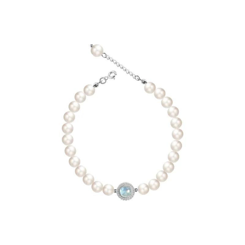 KEYS VIA Copper Alloy Synthetic Cubic Zirconia Chalcedony Faux Pearl Bracelets Women's-5