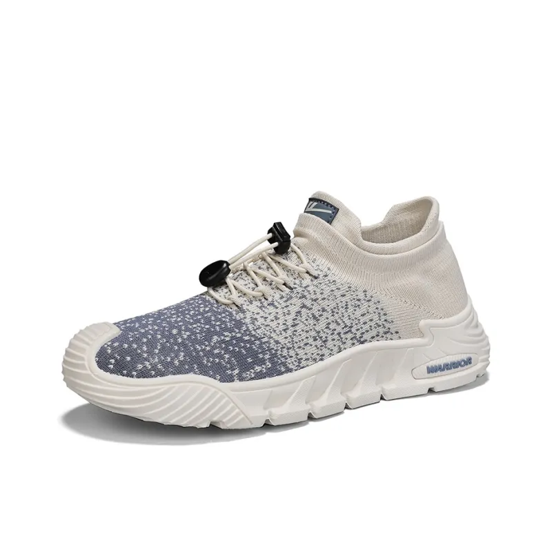 Warrior Slip Resistant, Abrasion Resistant, Breathable Low Top Casual Shoes Men's Beige Blue-1