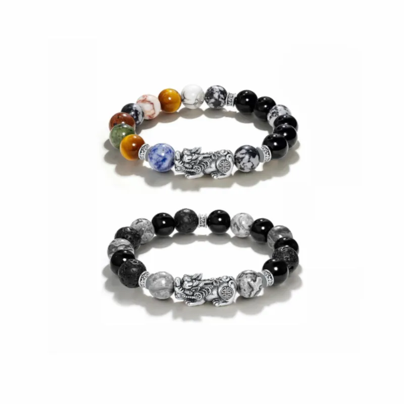 TANGSHU Map Stone Wealth And Good Luck Beaded Bracelet Unisex-6