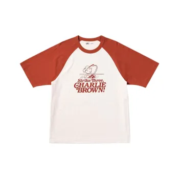Peanuts X UNIQLO Peanuts Co brand T Shirts Unisex Orange Brown