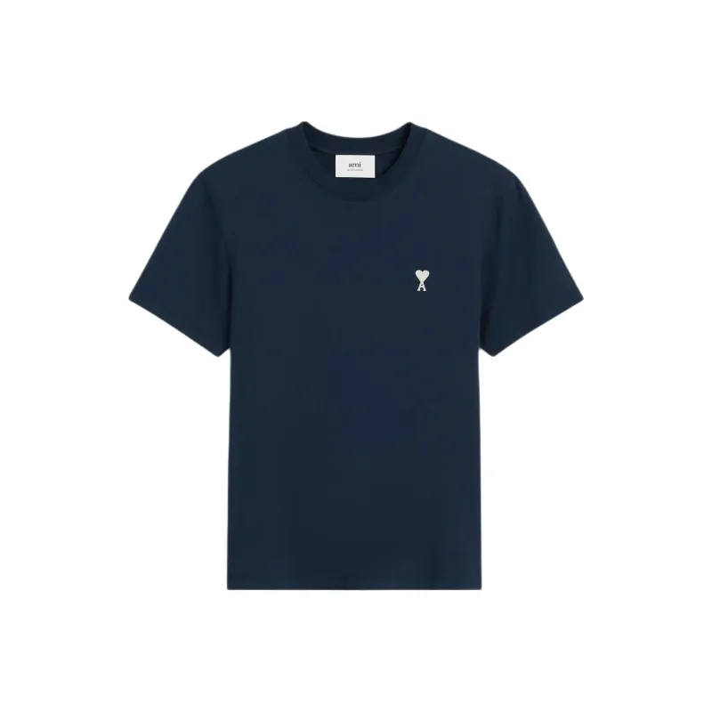 Ami Paris Ami De Coeur Logo Embroidered Crewneck T Shirt-0