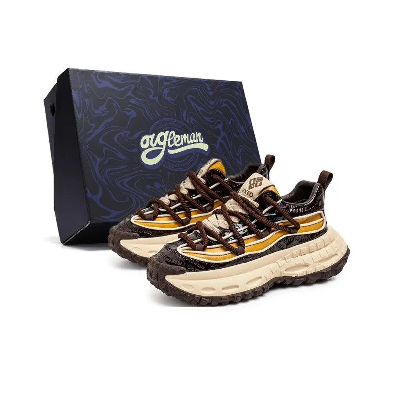 OUGLEMEN Cushioning Anti Slip Wear Resistant Impact Resistant Low Top Chunky Sneakers Men's Box Included-10