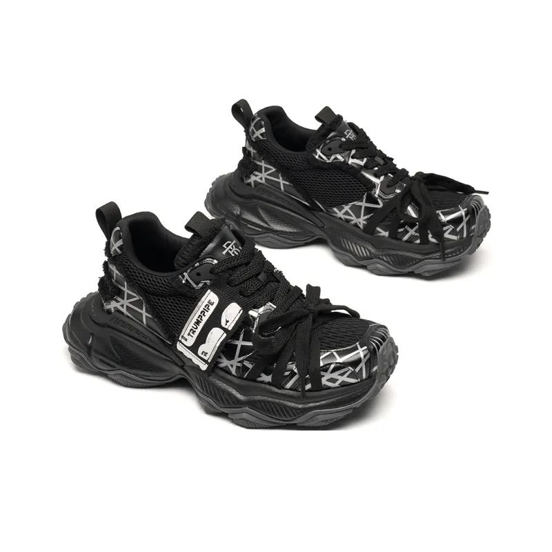 TRUMPPIPE Cushioned Height Increase Wear Resistant Lightweight Low Top Chunky Sneakers Unisex-10