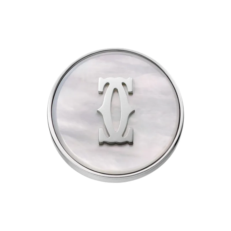 CARTIER 925 Sterling Silver Mother Of Pearl Palladium Plated Cufflinks Unisex Silver-2