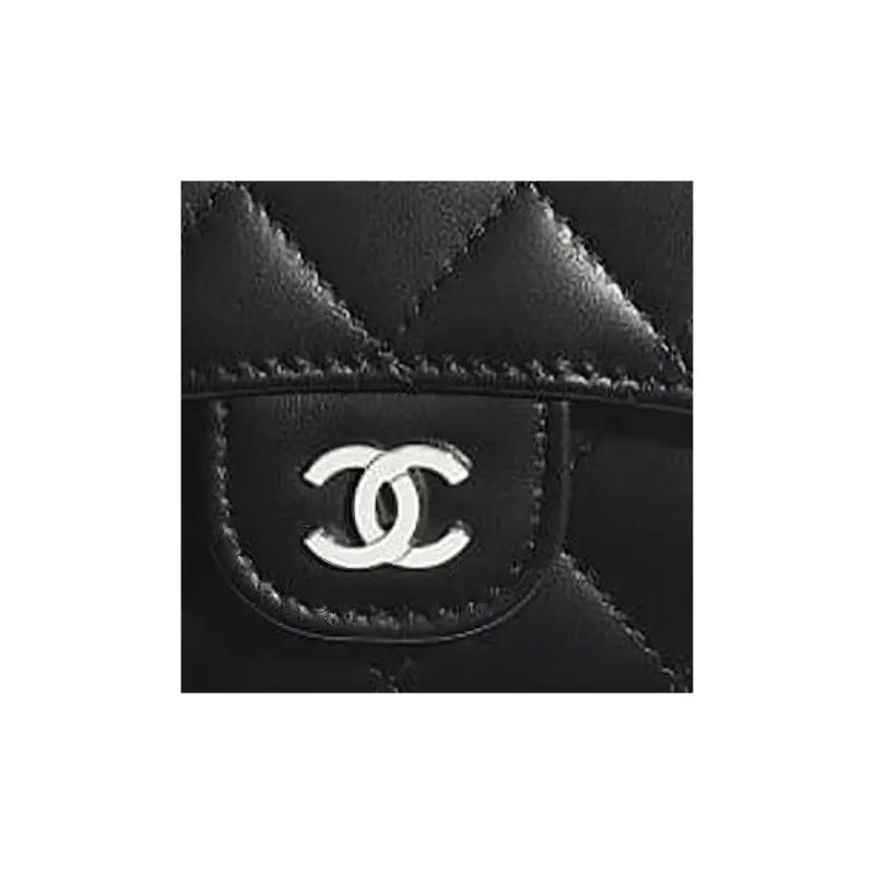 CHANEL Classic Flap CF Lambskin Coin Purse, Card Holder Unisex Black-4