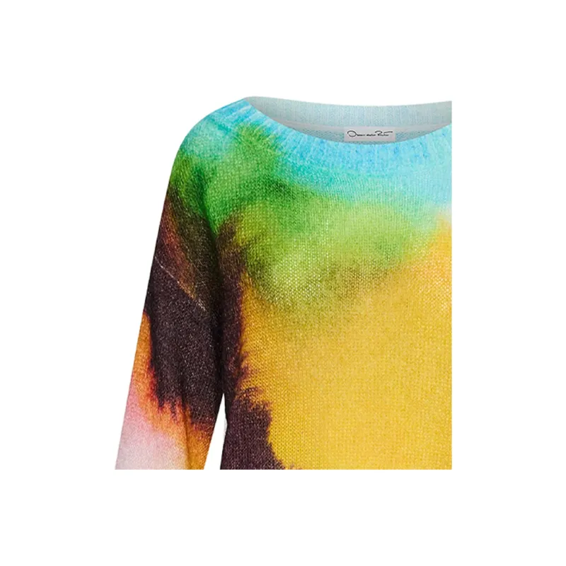 Oscar De La Renta Abstract Watercolor Sweater-6