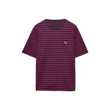 PRADA Logo Embroidered Striped T Shirt