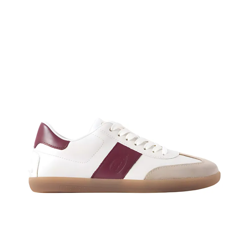 TOD'S Cassetta Low Top Skateboard Shoes Women's White Red-1