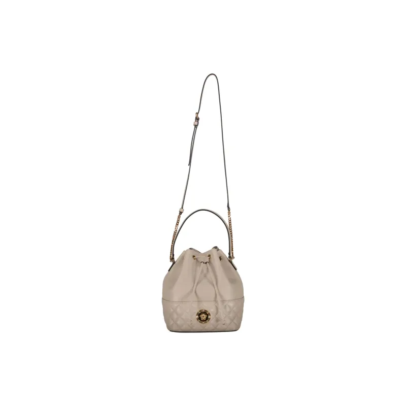 FANSIZHE La Medusa Lambskin Bucket Bag, Shoulder Bag, Crossbody Bag, Handbag Women's Oats Gray-1