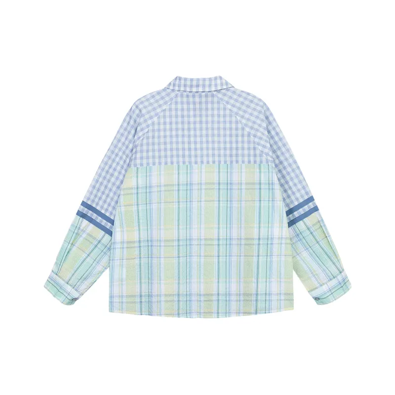 B.Duck Shirt Women's Blue White Plaid-1