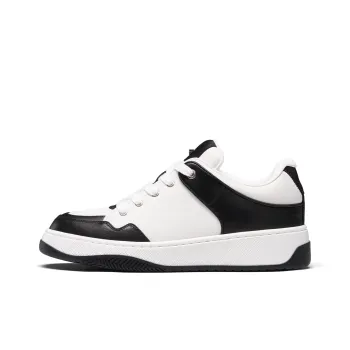 TRUFFAUT Versatile Fashion White Sneakers Abrasion Resistant Low Top Skateboard Shoes Men's Black White