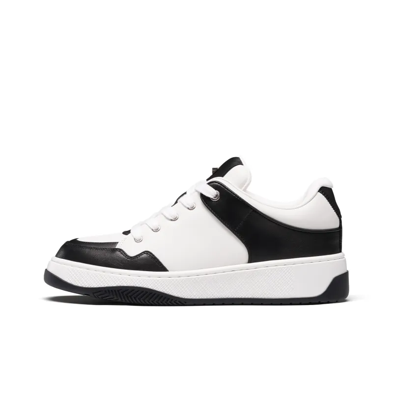 TRUFFAUT Versatile Fashion White Sneakers Abrasion Resistant Low Top Skateboard Shoes Men's Black White-0