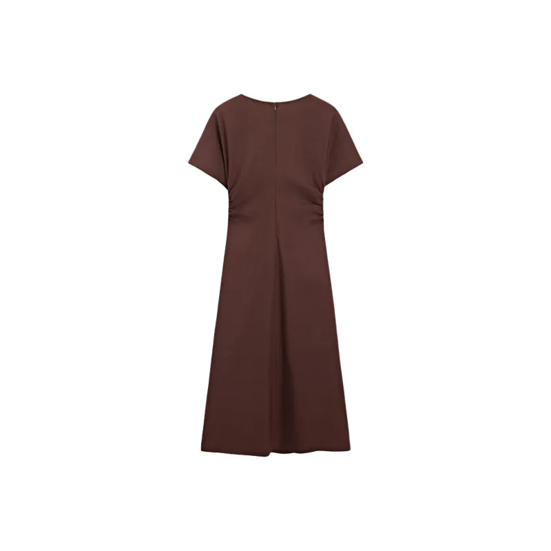Massimo Dutti Short Sleeved Dresses Women's Brown-1