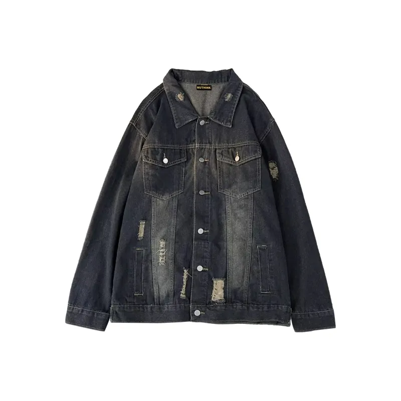 Nuthink Denim Jacket Unisex Black-4