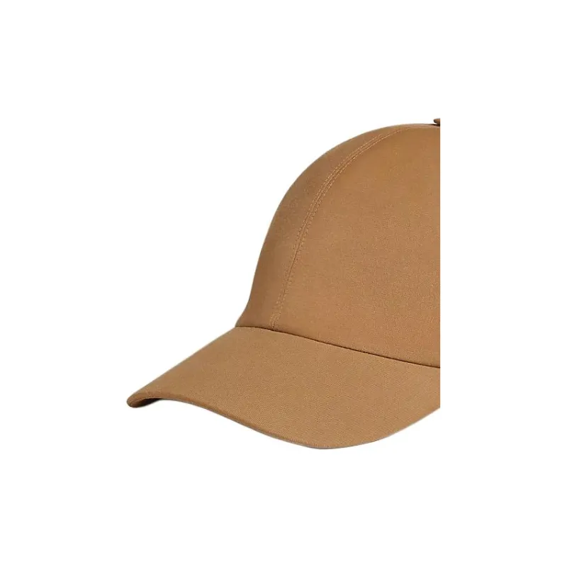 HERMES Gabardine, Linen, Cotton, Polyamide Baseball Caps Men's Camel-2