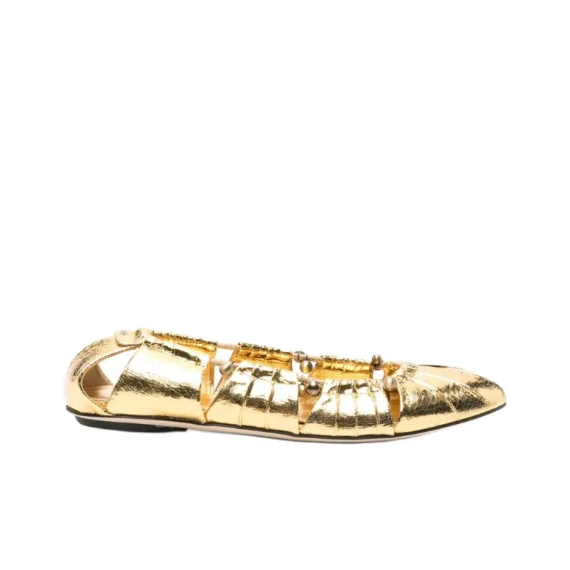 Chloé Luna Cut Out Metallic Ballet Flats Women's-1