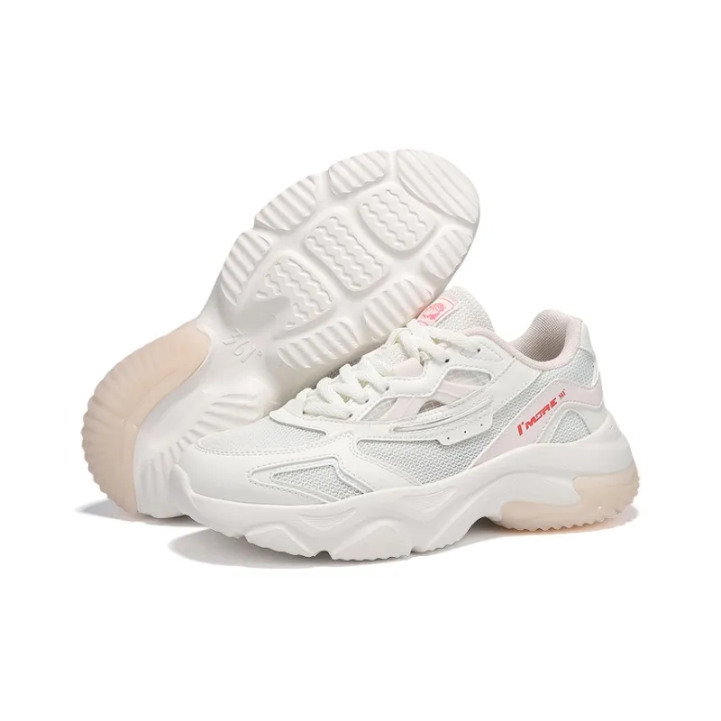 361° Anti Slip Wear Resistant Low Top Casual Shoes Women's Feather White Pink-4