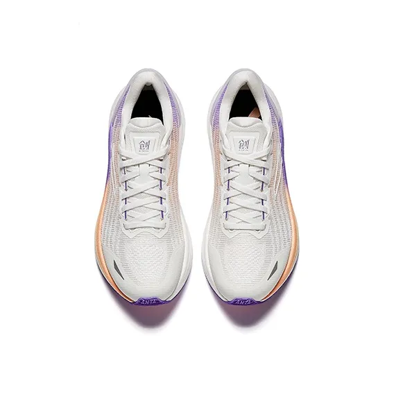 Anta Cushioning, Slip Resistant, And Abrasion Resistant Low Top Casual Running Shoes Women's White Orange Purple-2