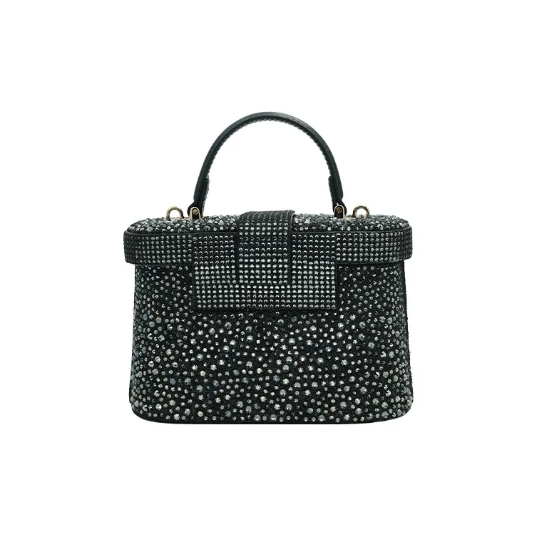 URANOLITH Top Grain Cow Leather Box Bag One Shoulder Handbag Women's Galaxy Gray/Obsidian Black-8