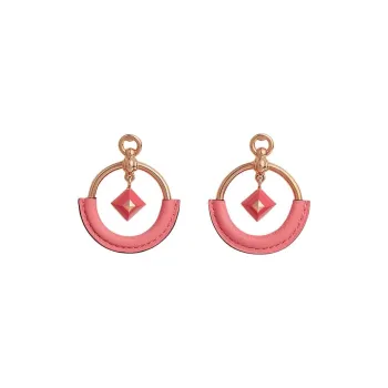 HERMES Metal Calfskin Rose Gold Plated Earrings Women's Gold