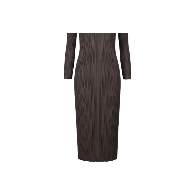 PLEATS PLEASE ISSEY MIYAKE Long Sleeved Dresses Women's Black Brown-1