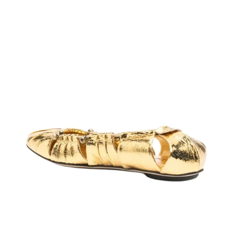 Chloé Luna Cut Out Metallic Ballet Flats Women's-3