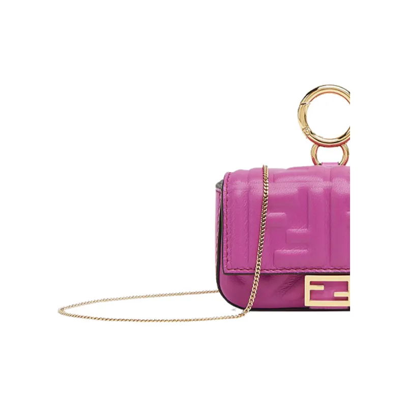 FENDI Lambskin Coin Purse Shoulder Bag Crossbody Bag Extra Mini Women's Purple 21-4