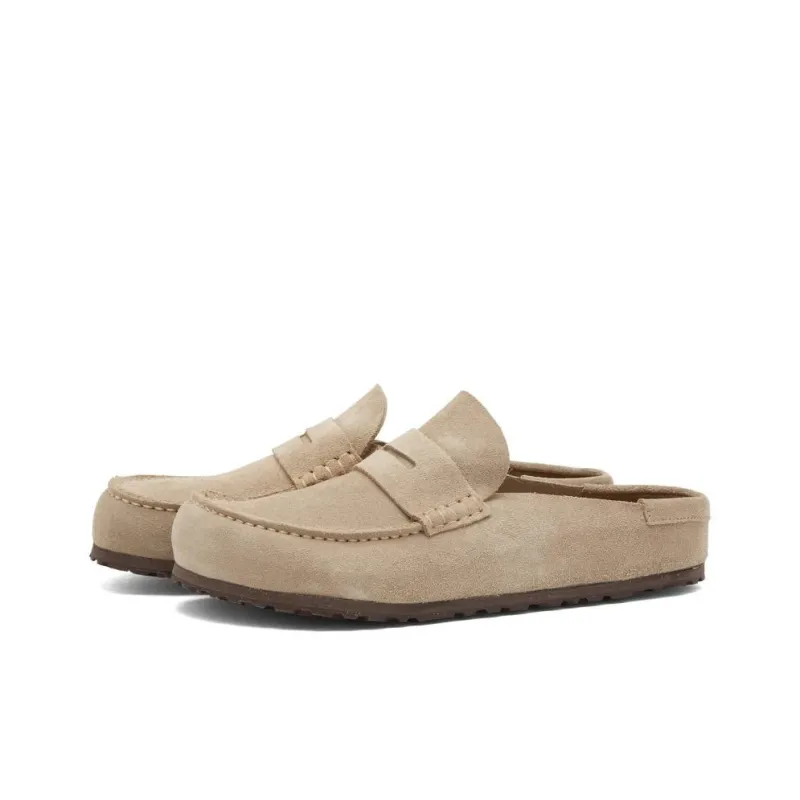 Birkenstock Naples Abrasion Resistant Closed Toe Slippers Men's Taupe Regular Loose Fit-1