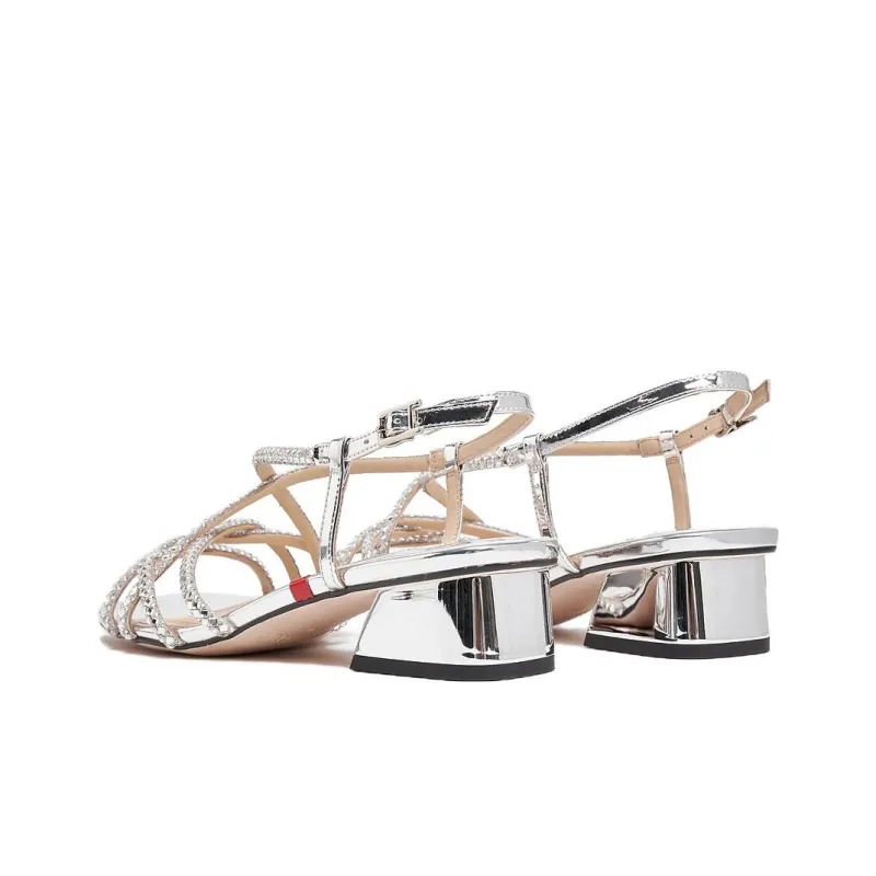 Staccato Soda Crushed Ice One Strap Sandals Women's Shimmering Silver-2