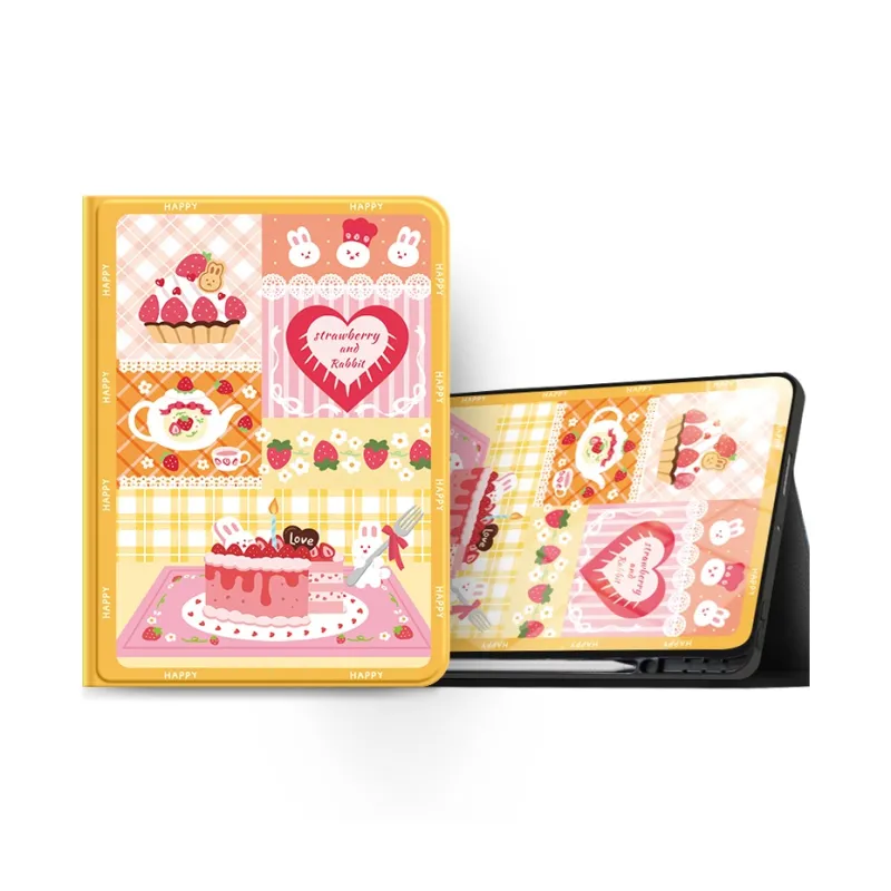 I Create My Art Silicone Material Strawberry Cake Compatibility Apple IPad Collection Tablet Protective Cases-3