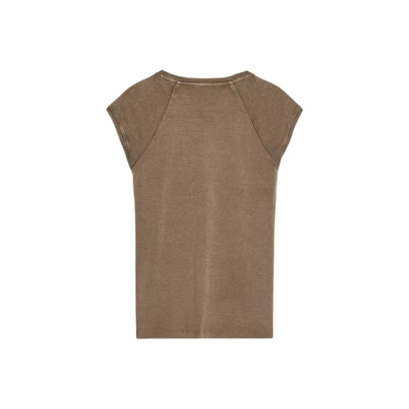 ZARA T Shirt Women's Dark Brown Yellow-1