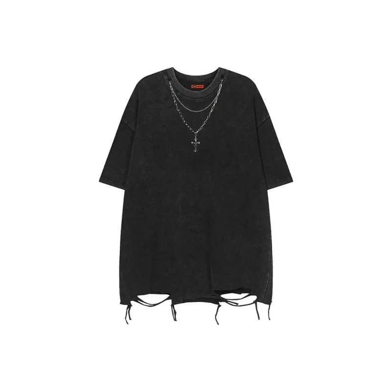 PAINT STAIN Minimalist Style Versatile T Shirt Men's-7