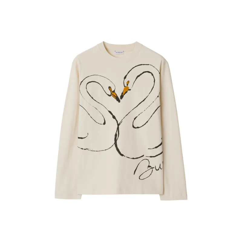 Burberry Swan-print Cotton T-shirt-0