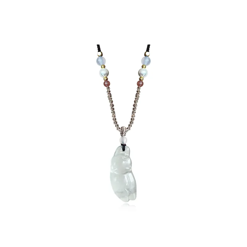 JIAOSHIYU Serpentine Jade Necklaces Women's-0