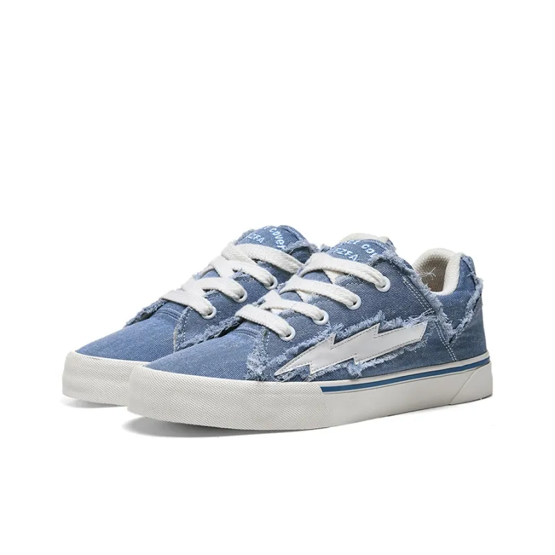 SITULANG Lightning Storm Low Top Canvas Shoes Unisex Denim Blue-2