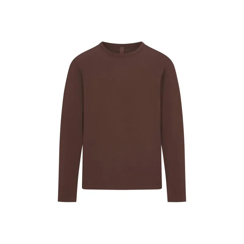 SKIMS FW24 JERSEY LOUNGE MENS RELAXED LONG SLEEVE T-SHIRT T-Shirt Men's MUD/Earth Tone-0