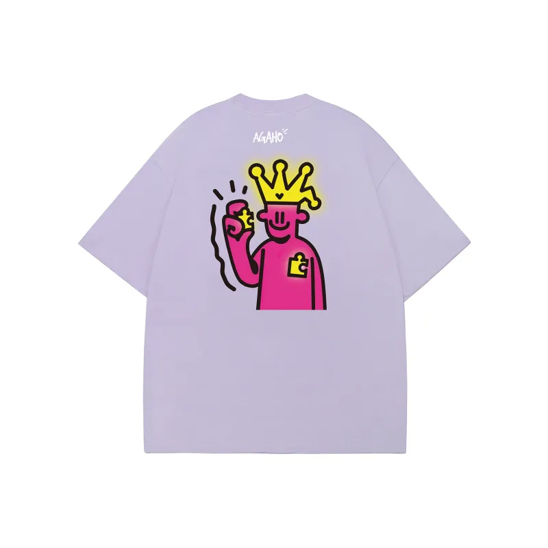 Guuka x AGAHO Short Sleeved T Shirts Unisex Light Purple-0