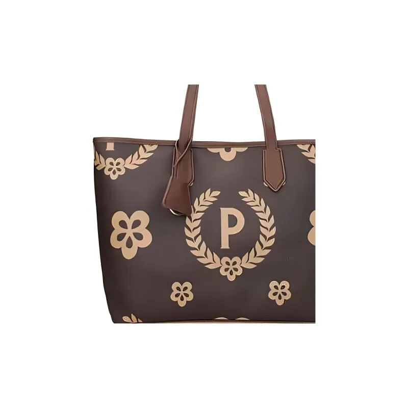 Pollini Polyvinyl Chloride Shopping Bag, Handbag, Shoulder Bag Women's Brown-4
