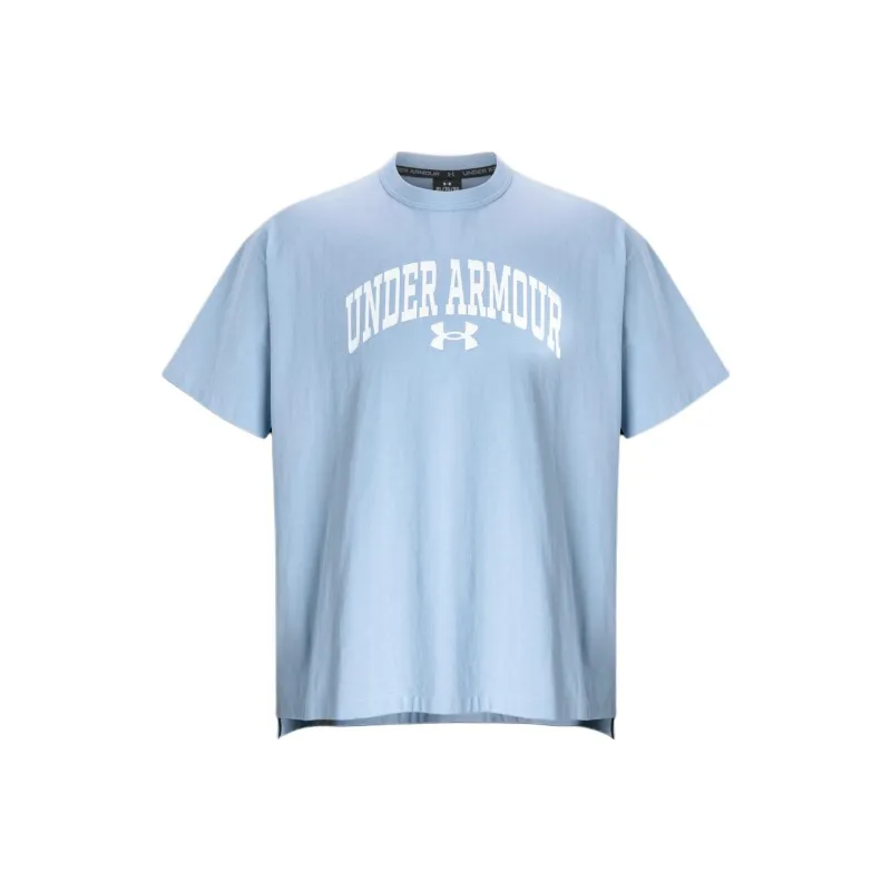 Under Armour Short Sleeved T Shirts Unisex Light Blue Purple-0