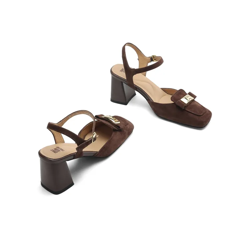 XICUNMINGWU Chunky Heel High Heels 6.5CM Women's Coffee-3