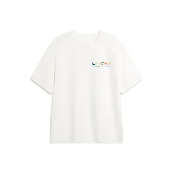 LiNing Sports Life Collection Drop Shoulder Sleeve T Shirt Men's Ivory Large Image