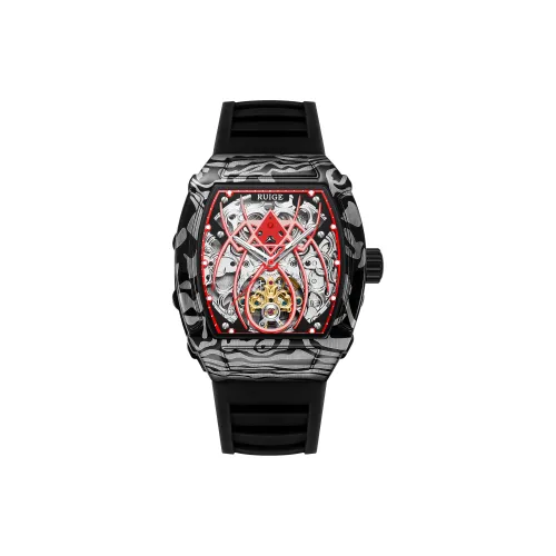 RUIGE Spider Collection Mechanical Movement Silicone Strap Watch Men's Watches Red Watch Dial
