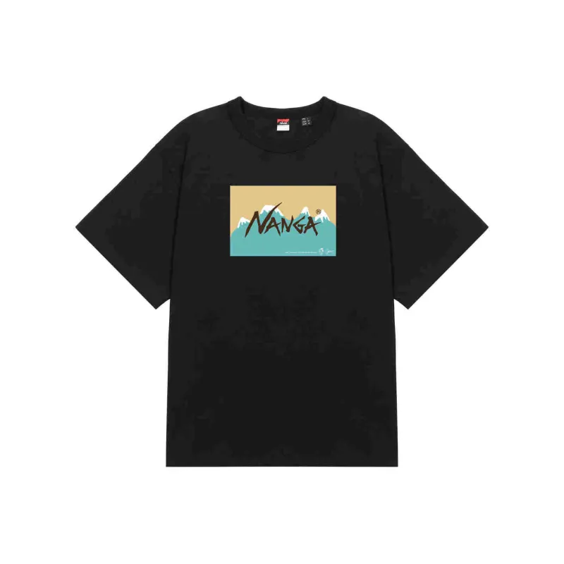 NANGA x Jerry Ukai Ferre Yarn ECO HYBRID TEE T-Shirt Unisex Black Beige-0