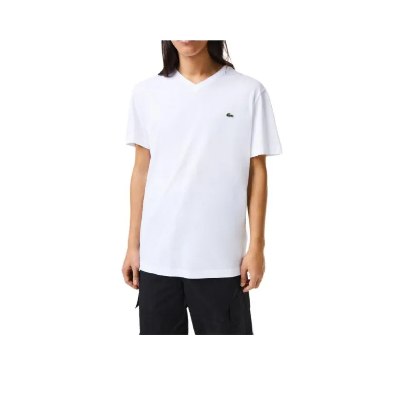 LACOSTE Logo patch V neck T shirt-0